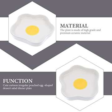 Cabilock Poached Egg Ceramic Plate Flatware Tray Jewelry Tray Dessert Trays Ceramics White Afternoon...