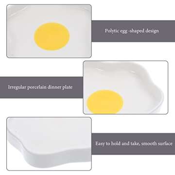 Cabilock Poached Egg Ceramic Plate Flatware Tray Jewelry Tray Dessert Trays Ceramics White Afternoon Tea Serving Plate Irregular Ceramic Plate Small Plate Snack Display Tray Ceramic Dishes