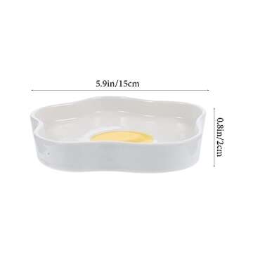Cabilock Poached Egg Ceramic Plate Flatware Tray Jewelry Tray Dessert Trays Ceramics White Afternoon Tea Serving Plate Irregular Ceramic Plate Small Plate Snack Display Tray Ceramic Dishes