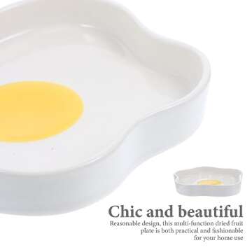 Cabilock Poached Egg Ceramic Plate Flatware Tray Jewelry Tray Dessert Trays Ceramics White Afternoon Tea Serving Plate Irregular Ceramic Plate Small Plate Snack Display Tray Ceramic Dishes