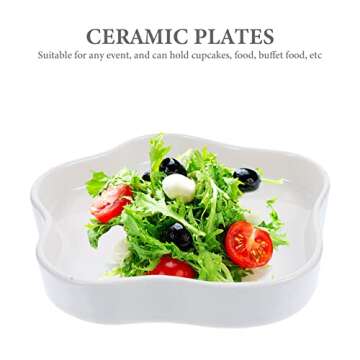 Cabilock Poached Egg Ceramic Plate Flatware Tray Jewelry Tray Dessert Trays Ceramics White Afternoon Tea Serving Plate Irregular Ceramic Plate Small Plate Snack Display Tray Ceramic Dishes