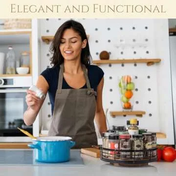 Gennua Kitchen 10” Acacia Wood Lazy Susan Turntable Organizer for Spices, Condiments, and More - Wooden Cabinet and Pantry Organization and Storage - Practical Gift Idea for Wedding or Housewarming