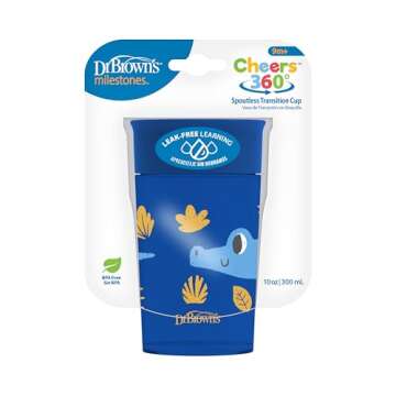 Dr. Brown’s Milestones Cheers 360 Cup Spoutless Transition Cup, Travel Friendly & Leak-Free Sippy ...