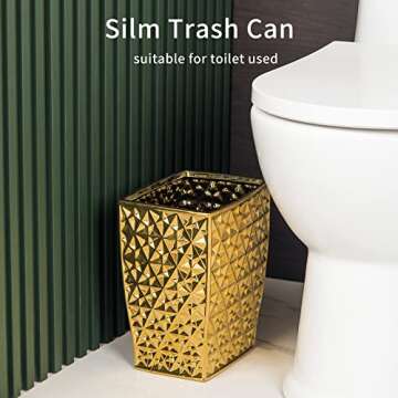 RXLVCKY Elegant Ceramic Gold Square Trash Can for Home