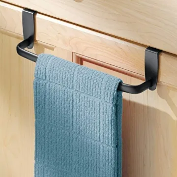 mDesign Over Cabinet Towel Rack Stylish Kitchen Organizer