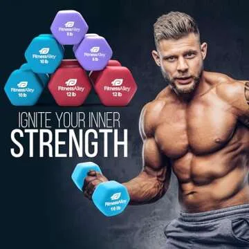 Fitness Alley Neoprene 3 Pairs Workout Dumbbells (8LB,10LB &12LB) - Non Slip, Anti Roll Exercise & Fitness Dumbbells Combo - Hex Shaped Hand weights for Men & Women - Ideal for Home and Gyms training