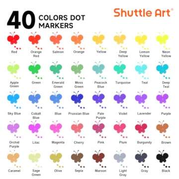Shuttle Art Dot Markers, 40 Colors Washable for Toddlers with Free Activity Book, Bingo Daubers Supp...