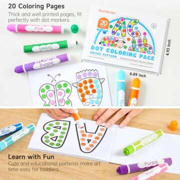 Shuttle Art Dot Markers, 40 Colors Washable for Toddlers with Free Activity Book, Bingo Daubers Supplies for Kids Preschool Children, Non Toxic Water-Based Dot Art Markers