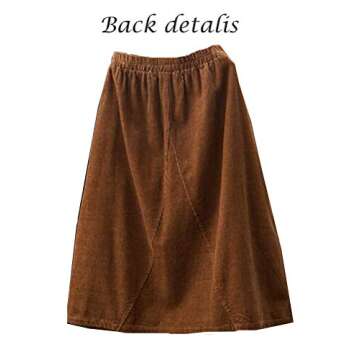 Minibee Women's Corduroy Midi Skirt Front Split Buttons Decoration A-Line Dress