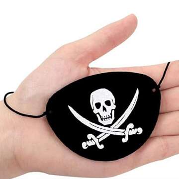 FIVOINS 4 Pieces Classic Pirate Hat Skull Print Pirate Costume Cap Eye Mask Felt Pirate Captain Hat and Black Pirate Eye Patches for Halloween Masquerade Pirate Themed Party Supplies