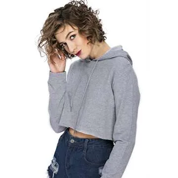Moxeay Crop Top Hoodie for Women Long Sleeve Crop Top Sweatshirt Pullover Hooded Sweatshirt
