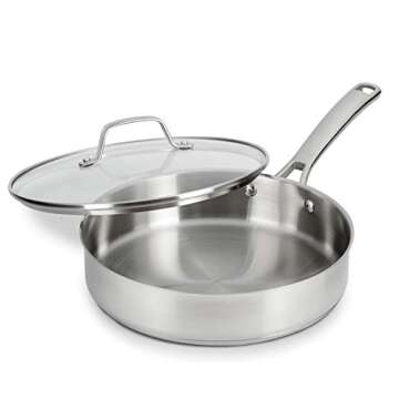 Calphalon Stainless Steel Cookware Sauce Pan with Lid, 3 qt., Stainless Steel