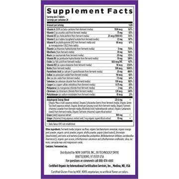 New Chapter Energy Supplement - Perfect Energy Multivitamin for Balanced Energy + Stress Support with B Vitamins + Vitamin D3 + Organic Non-GMO Ingredients - 72 ct