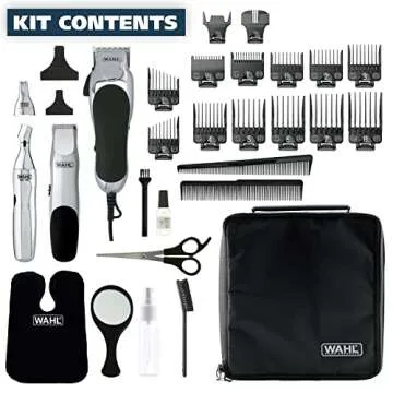 Wahl USA Clipper Home Barber Kit Electric Corded Clipper and Battery Touch Up Trimmer & Personal Gro...