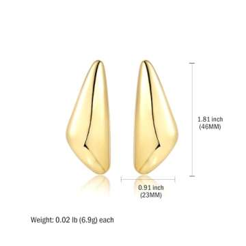 Triangle Gold Dangle Earrings For Women Gold Plated Statement Earrings Large Minimalist Geometric Ch...