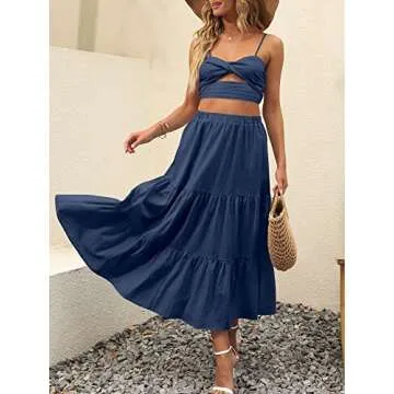 ANRABESS Women’s Summer Boho A-Line Midi Skirt