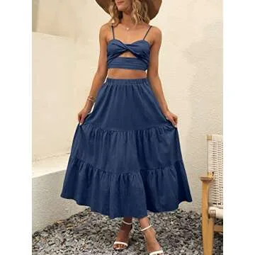 ANRABESS Women’s Summer Boho A-Line Midi Skirt