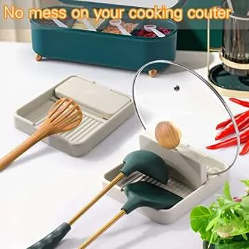 AIERSA Spoon Rest with Lid Holder for Stove Top (1 Pack) Spatula Ladle Pot Lid Utensil Rest for Countertop,Kitchen Gadgets Accessories for Cooking