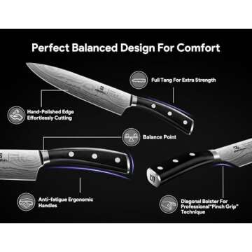 Piklohas Kitchen Knife Sets for Kitchen with Block, 17 Pieces with Magnetic Knife Holder, German High Carbon Stainless Steel Damascus Pattern Chef Knives Set with Sharpener, Steak Knives