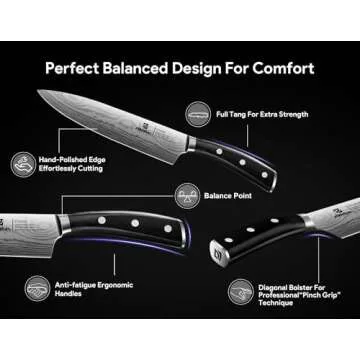 Piklohas Kitchen Knife Sets for Kitchen with Block, 17 Pieces with Magnetic Knife Holder, German High Carbon Stainless Steel Damascus Pattern Chef Knives Set with Sharpener, Steak Knives