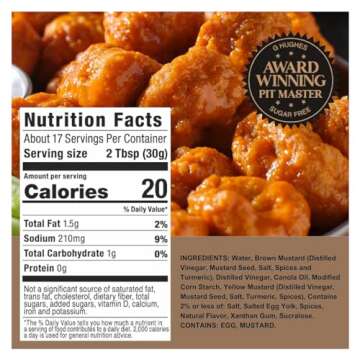 G Hughes Sugar Free, Honey Mustard Dipping Sauce - Sugar Free Honey Mustard, Gluten Free Mustard, Ke...