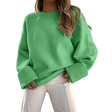 LOGENE Women's Oversized Sweater Crewneck Long Sleeve Soft Fuzzy Knit Pullover Sweaters 2024 Winter ...