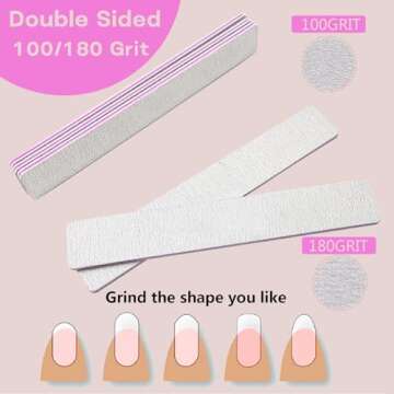 21pcs Emery Board Nail File,100/180 Grit Finger Nail Files for Acrylic and Gel Nails