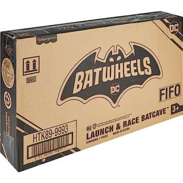 Fisher-Price DC Batwheels Toy Car Race Track Playset, Launch & Race Batcave with Lights & Sounds, Bam The Batmobile & Redbird Vehicles, Ages 3+ Years