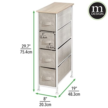 mDesign Narrow 4 Drawer Storage Unit for Any Space