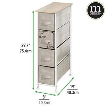 mDesign Narrow 4 Drawer Storage Unit for Any Space