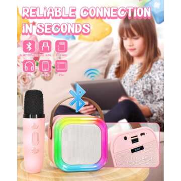Karaoke Machine for Kids Microphone Gifts for Teen Girls Toys Age 6-8 for Kids 4 5 7 9 6 8 10 Year O...