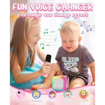 Karaoke Machine for Kids Microphone Gifts for Teen Girls Toys Age 6-8 for Kids 4 5 7 9 6 8 10 Year Old Christmas Birthday Gift Ideas (Pink)