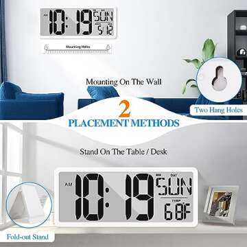 Large Digital Wall Clock with Backlight for Easy Reading
