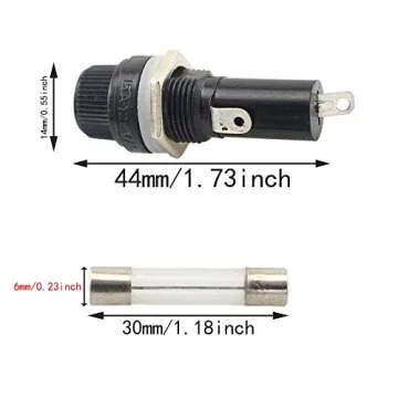 6 x 30mm Fuse Holder BLLNDX 4PCS 6mmx30mm AC 250V 10A / AC 125V 15A Electrical Panel Mount Screw Cap Type Fuse Holders