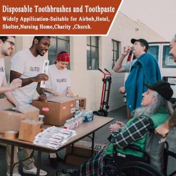 Xuezoioy Disposable Toothbrushes with Toothpaste,60Pack Apricot Individually Wrapped Disposable Trav...