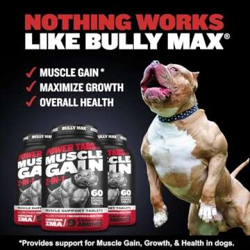 Bully Max 2-in-1 Muscle Builder Chewable Tablets for Puppies & Adult Dogs - Puppy & Dog Vitamins & S...