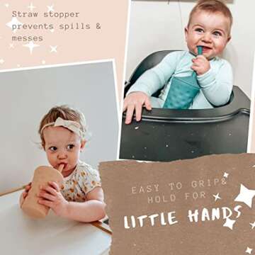 Lucky Love Silicone Sippy Cup With Straw | Easy Grip Baby Cups 6-12 Months + Toddler Cups Spill Proo...