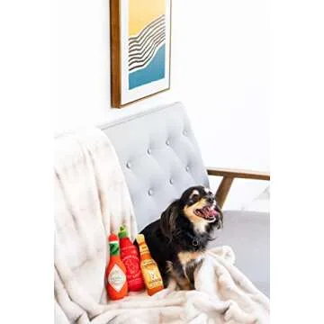 Pearhead Hot Sauce Dog Toys, Set of 3, Hot Sauce Toy Set for Dogs, Must Have Toys for Pet Owners, Plush Chew Toys Set of 3