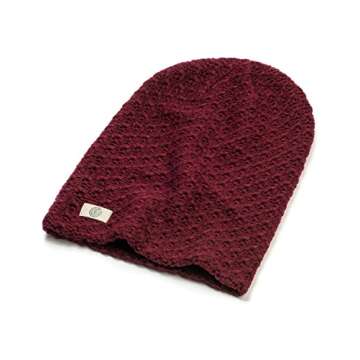 Revony Evony Womens Textured Beanie with Warm Knit Lining- One Size (Maroon)