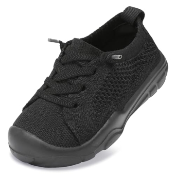 LeIsfIt Toddler Shoes - All Black Barefoot Sneakers for Kids