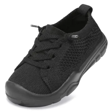 LeIsfIt Toddler Barefoot Sneakers - All Black Size 4