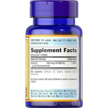 Puritan's Pride Vitamin D3 10,000 IU Immune Support Softgels 100 Count