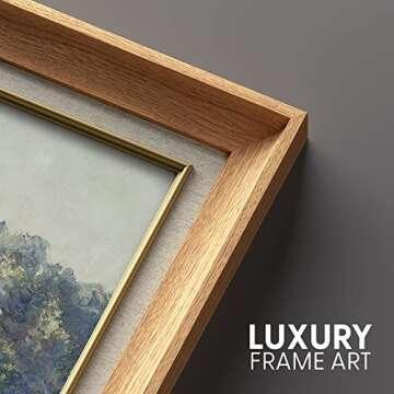 MUDECOR Premium Framed Wall Art The Seine River at Giverny by Claude Monet Classic Vintage Illustrations Fine Art Decorative Retro Historic Zen for Living Room, Bedroom, Office - 26"x26" Natural