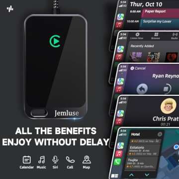 Jemluse Wireless CarPlay Adapter for Apple - Stable Fast Connection for Convert Factory Wired to Wir...