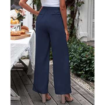GRAPENT Women Work Pants Suit Pants Women Slacks Pants Business Casual Flowy Work Pants Slacks for Women Plus Size High Waisted Wide Leg Pants for Women Color Navy Blue Size X-Large Size 16 Size 18