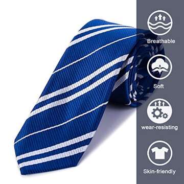 Funnlot Halloween Cosplay Tie Costume Accessory Blue Necktie Tie for Pretend Party Halloween Party Dress Up Party Costume Party Hand-Make Necktie (Blue)