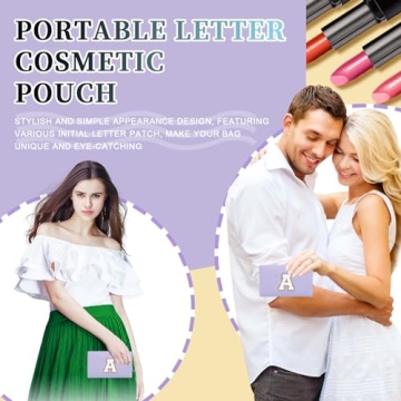 Personalized Initial Letter Makeup Bag for Women