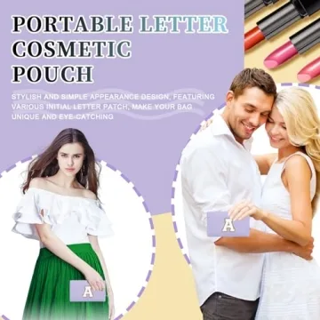 Personalized Initial Letter Makeup Bag for Women