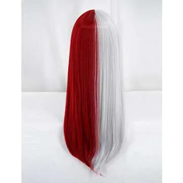 Silver Red Long Wavy Cosplay Wig with Cap for Women
