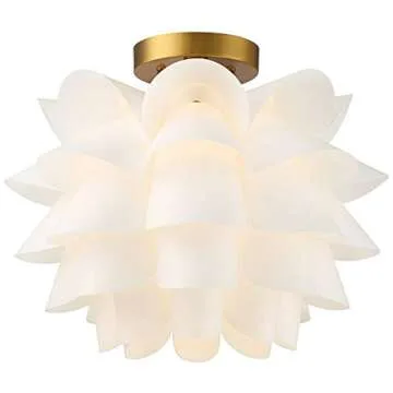 Possini Euro Design Mid Century Modern Glam Close to Ceiling Light Semi Flush Mount Fixture White Fl...